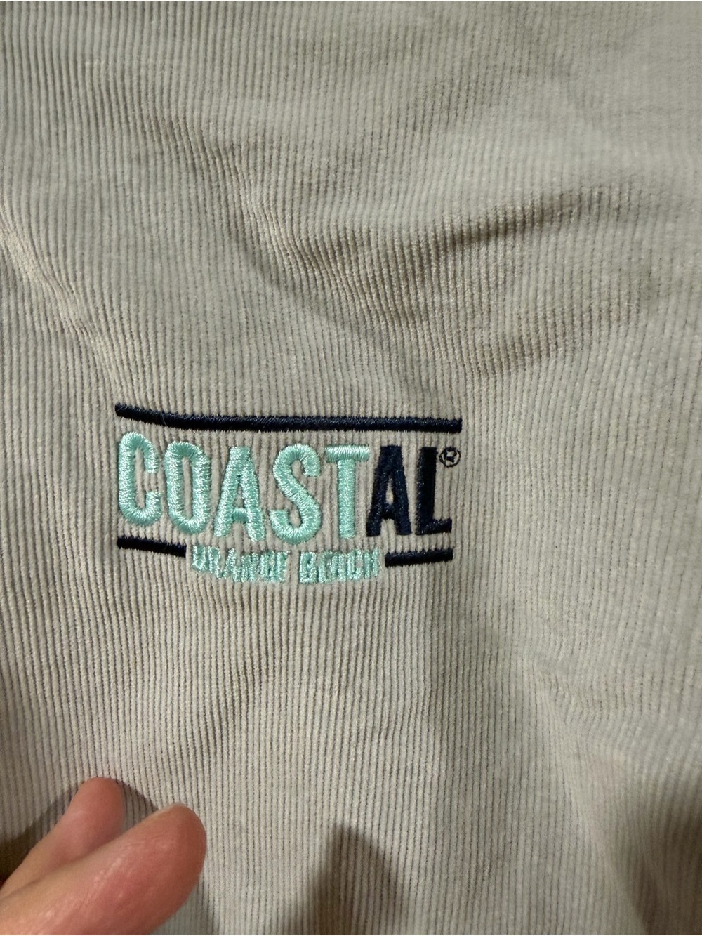 Orange beach Coastal restaurant Embroidered Light Beige Men's Sweater new